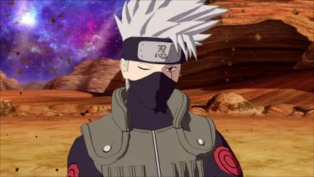 Kakashi Hatake stands confidently in a vibrant landscape from Naruto Shippuden: Ultimate Ninja Storm 4, capturing the essence of the beloved video game.