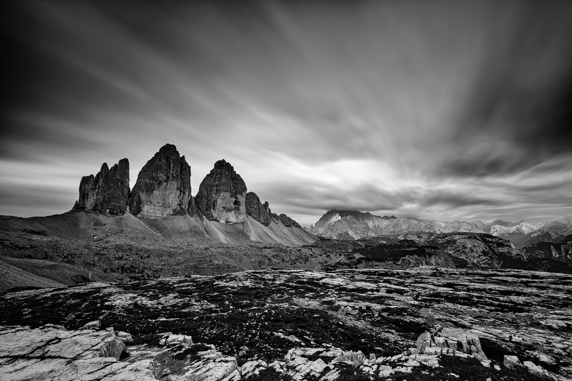 Download Dolomites Black & White Mountain Cloud Nature Tre Cime Di ...