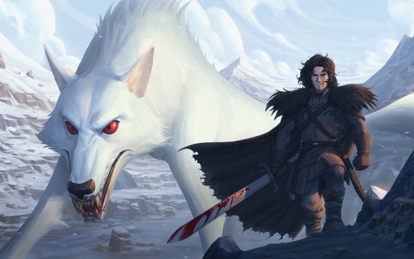 Fantasy A Song Of Ice And Fire Jon Snow Wolf Game Of Thrones Warrior Sword HD Wallpaper | Background Image