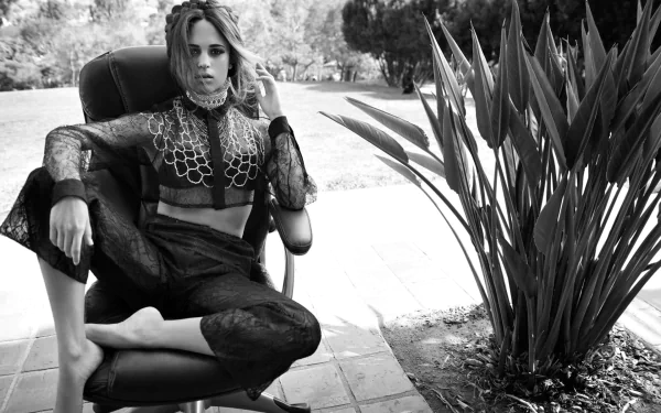 Black & White Swedish actress Celebrity Alicia Vikander HD Desktop Wallpaper | Background Image