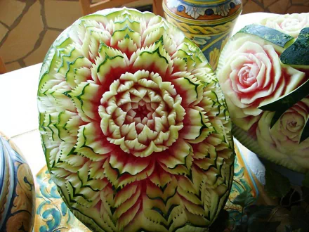 carving flower food watermelon HD Desktop Wallpaper | Background Image