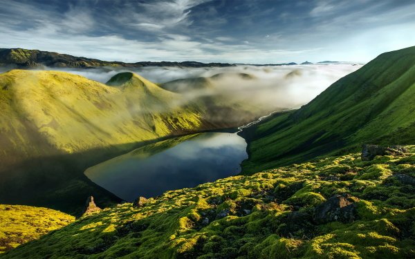 Earth Lake Lakes Mountain Sky Nature Landscape Fog Valley HD Wallpaper | Background Image