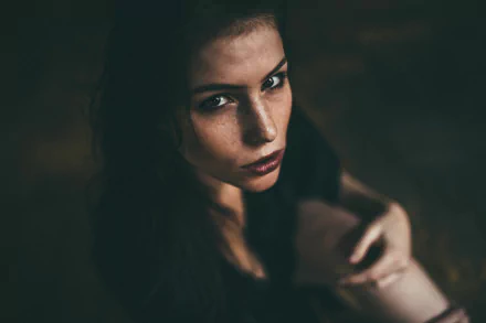 face freckles brown eyes brunette woman model HD Desktop Wallpaper | Background Image