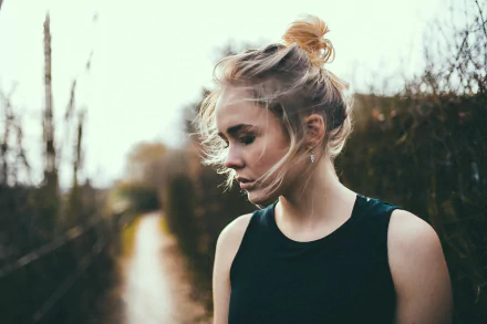 bokeh outdoor blonde woman mood HD Desktop Wallpaper | Background Image