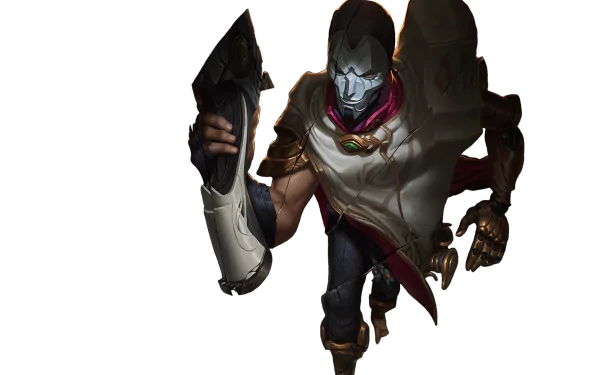 HD desktop wallpaper featuring Jhin from the video game League of Legends, showcasing his detailed character design in dynamic lighting.
