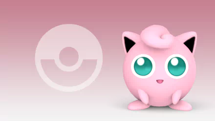 HD desktop wallpaper featuring the Pokémon Jigglypuff on a pink gradient background.