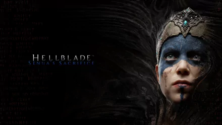 A striking HD wallpaper featuring Senua, the warrior from Hellblade: Senua's Sacrifice, showcasing her fierce expression and intricate tribal markings.