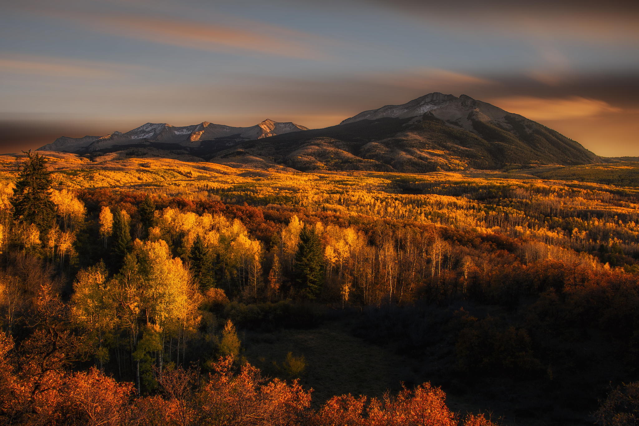 Download Nature Tree Fall Sky Mountain Forest Landscape HD Wallpaper
