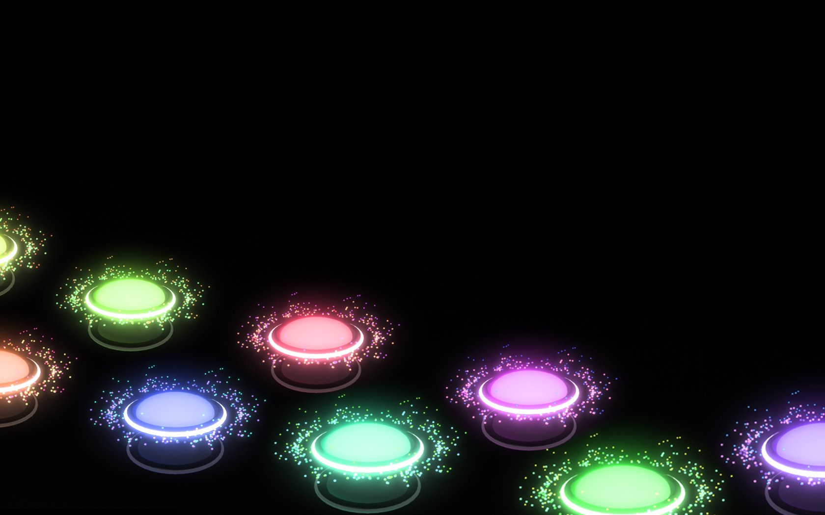 A vibrant HD desktop wallpaper featuring artistic, colorful orbs glowing against a black background, creating a dynamic and engaging visual display.