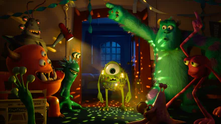 disco Mike Wazowski James P. Sullivan movie Monsters University HD Desktop Wallpaper | Background Image