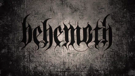 HD desktop wallpaper featuring the dark, gothic logo of the band Behemoth on a textured, grungy background, reflecting their intense music style.