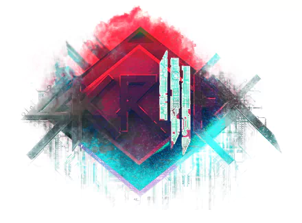 Vibrant HD desktop wallpaper featuring the bold, stylized logo of Skrillex, surrounded by a dynamic burst of colors and geometric shapes, perfect for music fans.