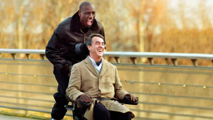 smile wheelchair Philippe (The Intouchables) François Cluzet Driss (The Intouchables) Omar Sy movie The Intouchables HD Desktop Wallpaper | Background Image
