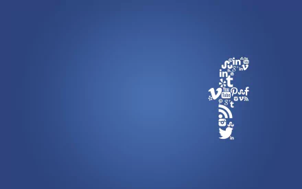 HD desktop wallpaper featuring a blue background with a white Facebook-themed design on the right side.