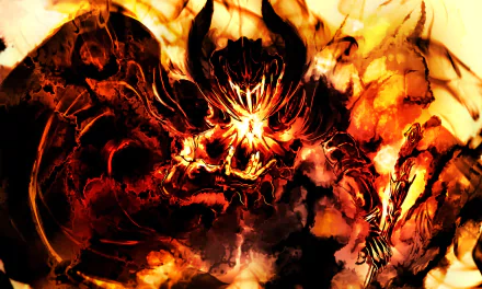 Dark Knight from Final Fantasy XIV: A Realm Reborn depicted in fiery, dramatic HD PC desktop wallpaper artwork.