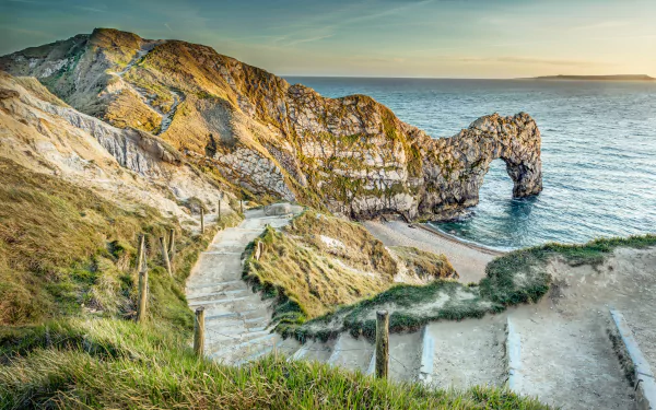 England horizon beach stairs nature ocean durdle door HD Desktop Wallpaper | Background Image