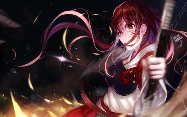 Akagi from Kantai Collection stands ready for battle in this dynamic HD anime wallpaper, featuring vibrant colors and captivating action elements.