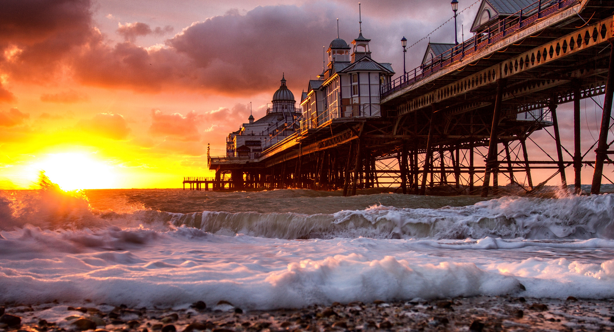 Ocean Pier Sunset Hd Wallpaper Background Image 48x1109