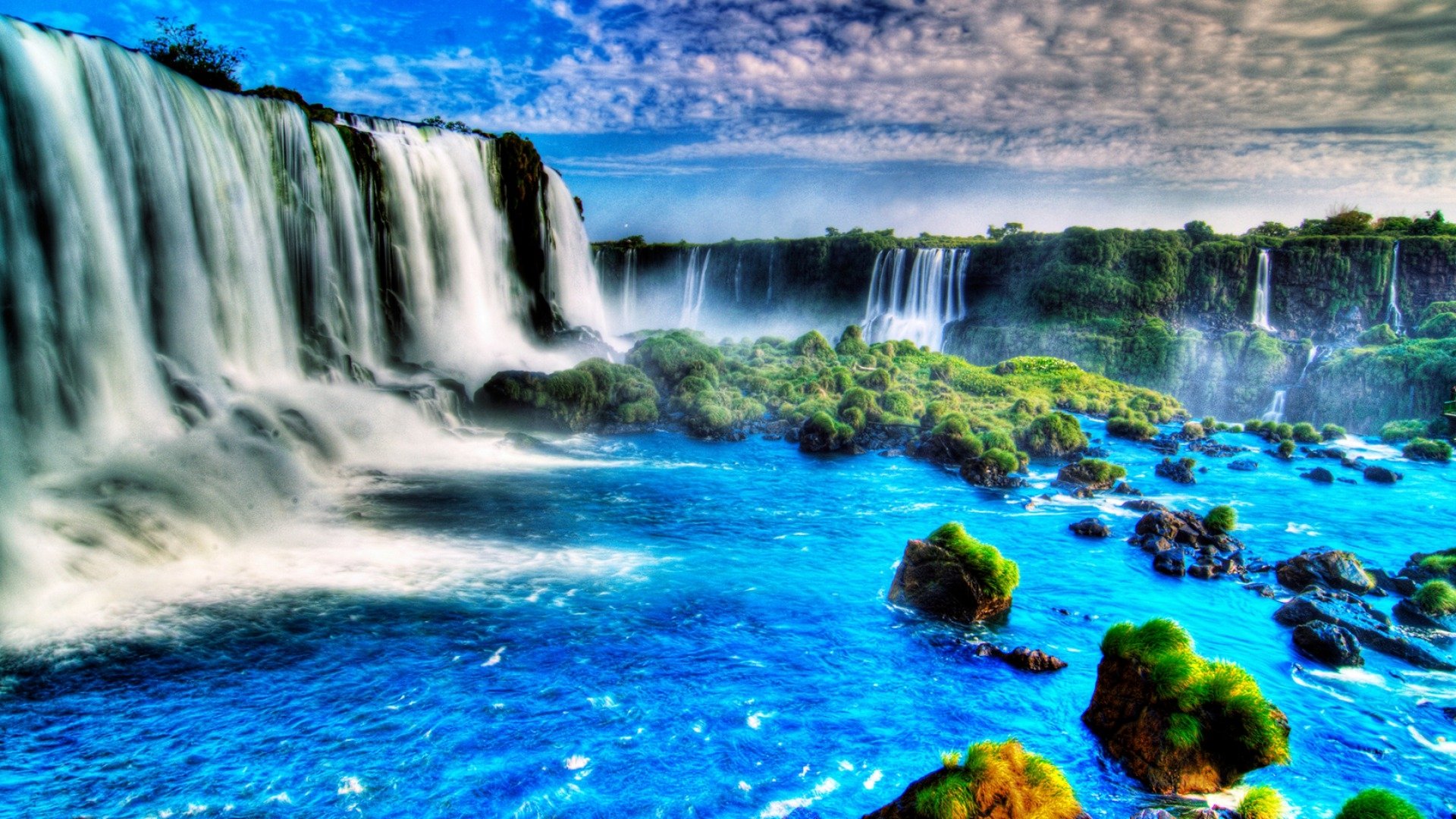 Download Sky Blue Nature Waterfall HD Wallpaper