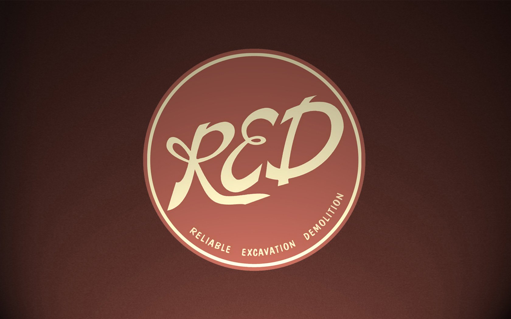 A bold red background features the R&ED logo from Team Fortress 2, representing Reliable Excavation Demolition, designed as an HD PC desktop wallpaper.