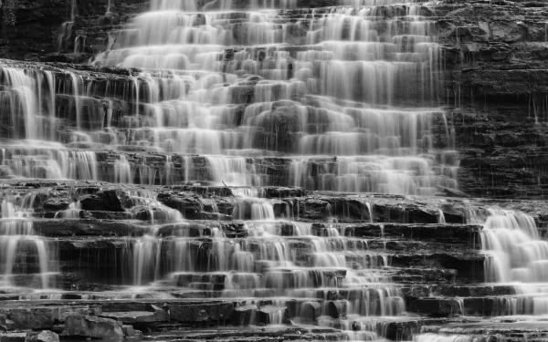 Black & White Canada waterfall nature Albion Falls HD Desktop Wallpaper | Background Image