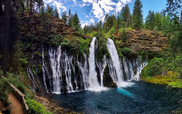 Earth Burney Falls Waterfalls Waterfall Nature Cliff California HD Wallpaper | Background Image
