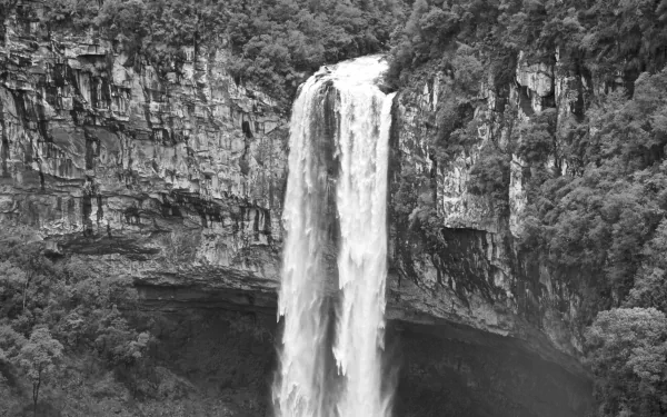 Black & White Brazil nature waterfall caracol falls HD Desktop Wallpaper | Background Image