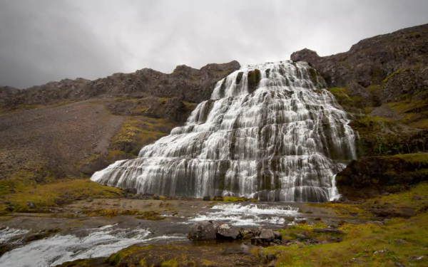 Iceland nature waterfall Dynjandi HD Desktop Wallpaper | Background Image