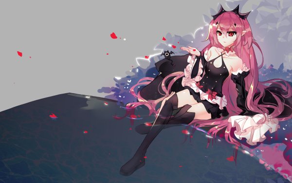 Anime Seraph of the End Krul Tepes Pink Hair Red Eyes Black Dress HD Wallpaper | Background Image