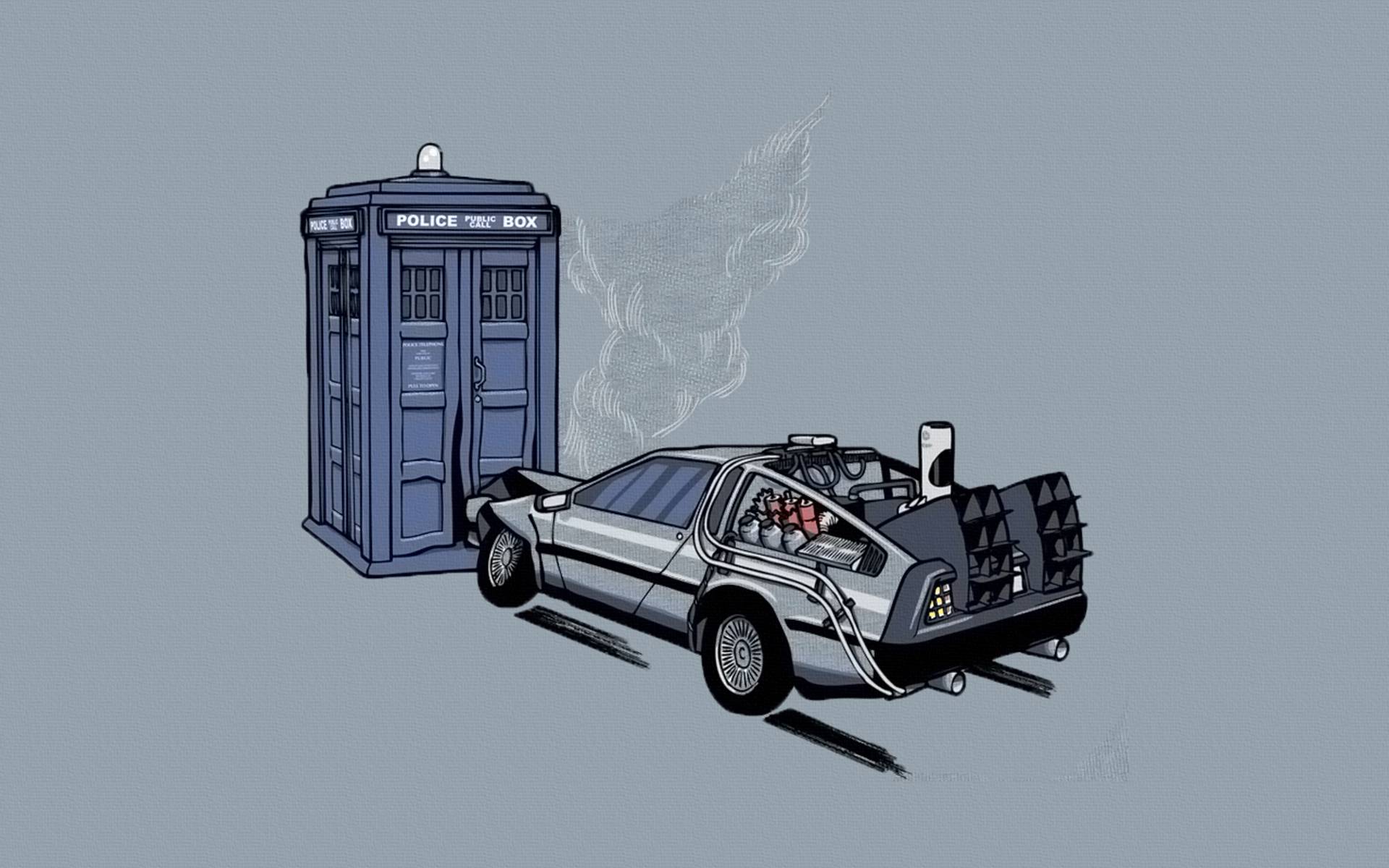 DeLorean parked next to a police box