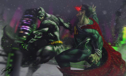 Dynamic HD wallpaper featuring Superman and Batman in an intense battle scene from Batman V Superman: Dawn Of Justice, capturing their iconic rivalry in vivid detail.