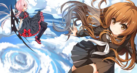 High-definition wallpaper featuring Taiga Aisaka from the anime Toradora! set against a vibrant sky, capturing the essence of the series in a stunning visual.