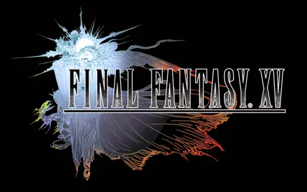 A striking HD wallpaper featuring artwork from Final Fantasy XV, showcasing dynamic graphics and the game's iconic logo against a dark background.