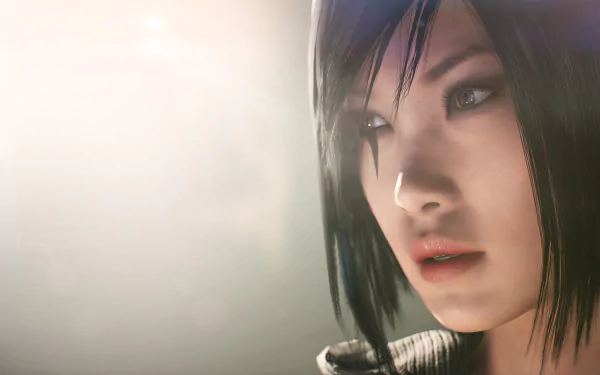 Close-up of Faith Connors from the video game Mirror's Edge Catalyst, featured in an HD PC desktop wallpaper and background.