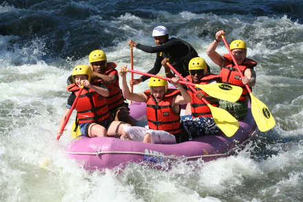  Fun white water rafting in an inflatable raft by skeeze
