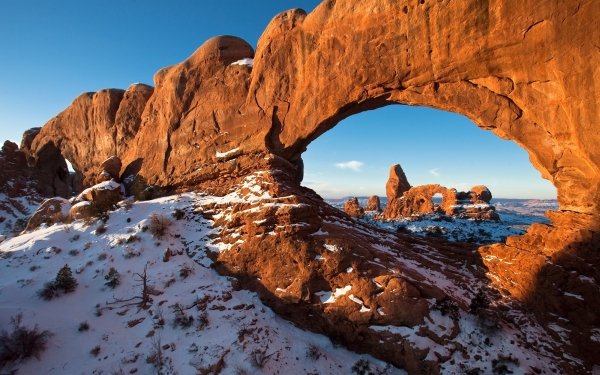 Tierra/Naturaleza Arches National Park Parque nacional USA Utah Arco natural Snow Rock Naturaleza Fondo de pantalla HD | Fondo de Escritorio
