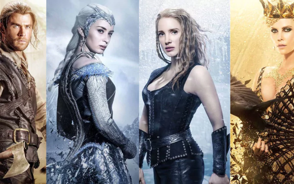 Charlize Theron Jessica Chastain Emily Blunt Chris Hemsworth movie The Huntsman: Winter's War HD Desktop Wallpaper | Background Image