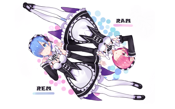 Anime Re:ZERO -Starting Life in Another World- Ram Rem Short Hair Blue Eyes Blue Hair Fondo de pantalla HD | Fondo de Escritorio