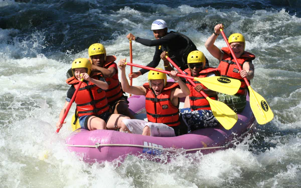  Fun white water rafting in an inflatable raft by skeeze