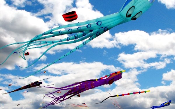 Man Made Kite Colors Colorful Cloud HD Wallpaper | Background Image