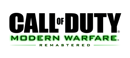 Video game Call of Duty: Modern Warfare Remastered logo over neon green glitch bars on black — 4K Ultra HD PC desktop wallpaper and background.
