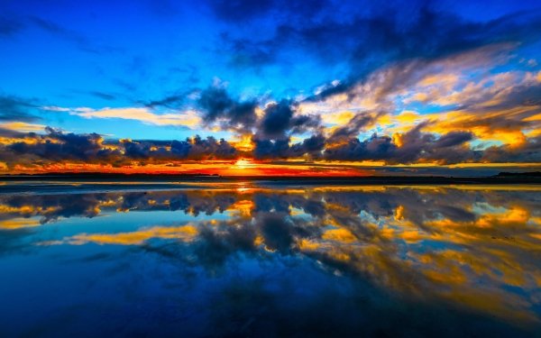 Earth Sunset Sky Cloud Ocean Sea Reflection HD Wallpaper | Background Image
