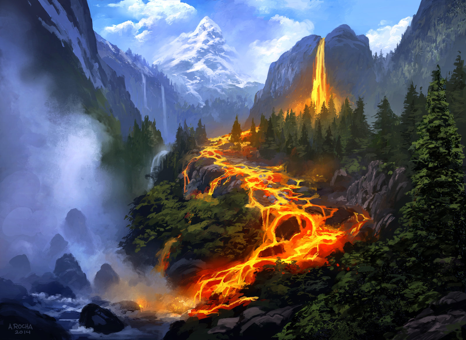Fire in Mountain Forest by Andreas Rocha