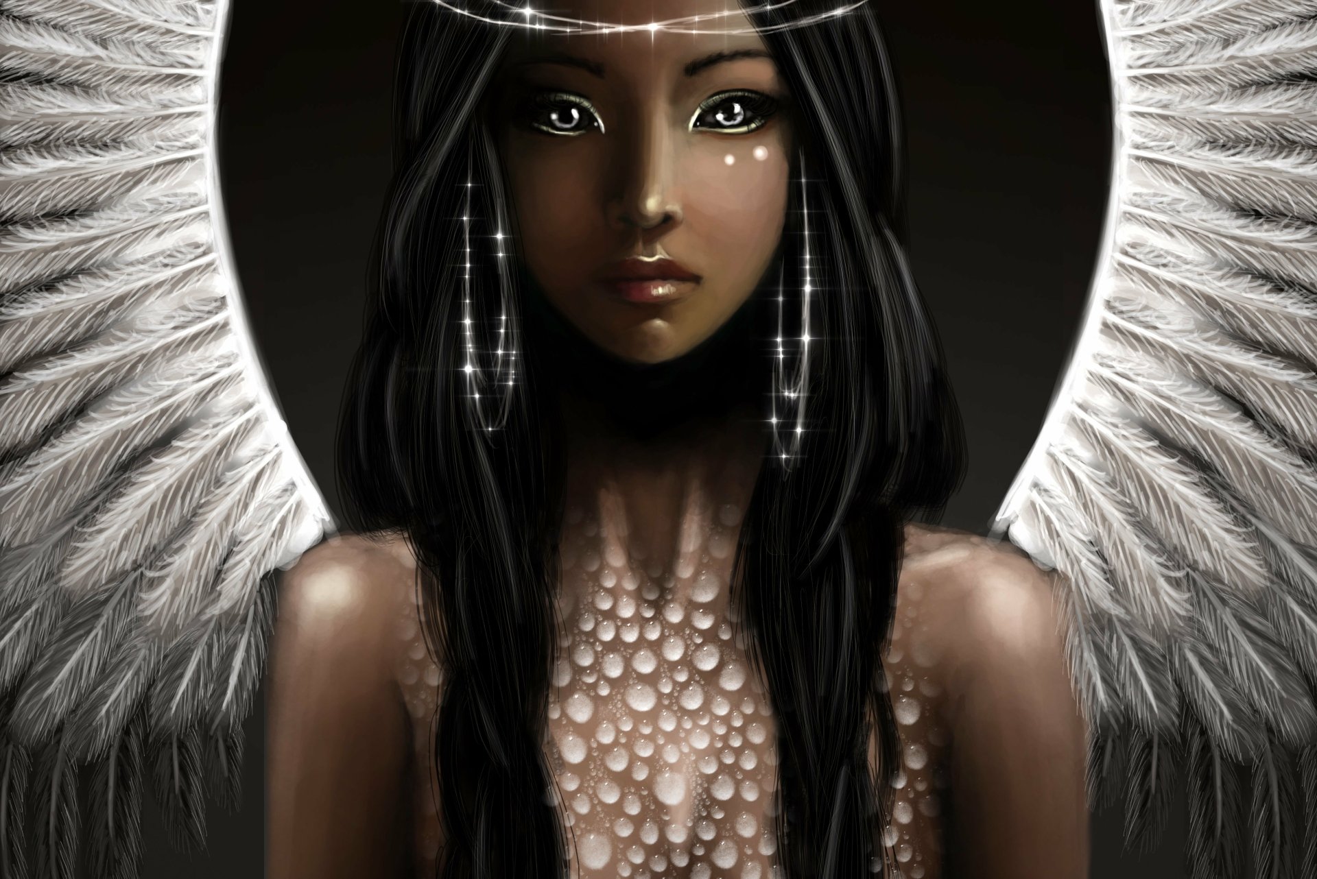 Download Wings Black Hair Fantasy Angel 4k Ultra HD Wallpaper by Zelife ...