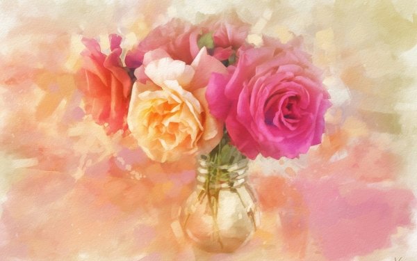 Artistic Painting Flower Vase Colors Colorful HD Wallpaper | Background Image