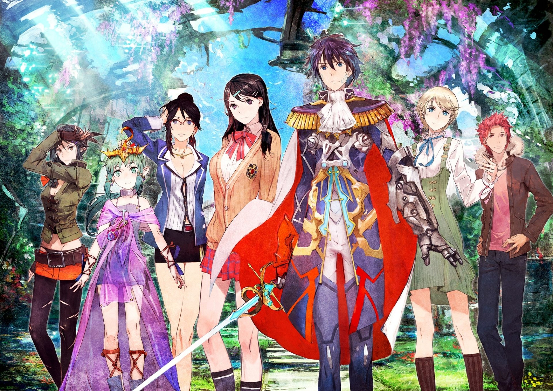HD desktop wallpaper featuring characters from Tokyo Mirage Sessions #FE against a vibrant fantasy backdrop.