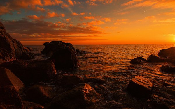 Earth Sunset Sky Ocean Sea Horizon HD Wallpaper | Background Image