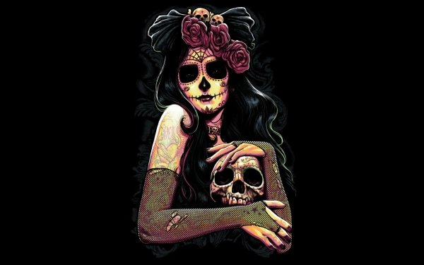 Artistic Sugar Skull Day of the Dead Gothic Rose HD Wallpaper | Background Image