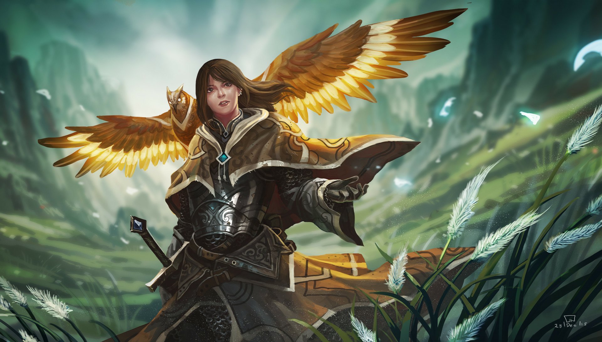 Download Owl Armor Magic Bird Woman Warrior Fantasy HD Wallpaper by ...