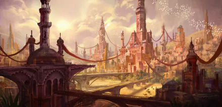 tower building fantasy city HD Desktop Wallpaper | Background Image
